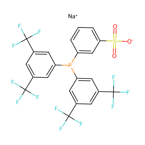 BIS(3,5-DI-TRIFLUOROMETHYLPHENYL)(3-SULFONATOPHENYL)PHOSPHINE,SODIUMSALT,MIN.97%DAN2PHOS结构图