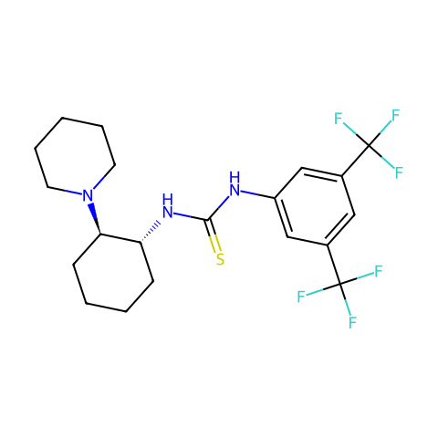 N-[3,5-双(三氟甲基)苯基]-N'-[(1R,2R)-2-(1-哌啶基)环己基]硫脲结构图