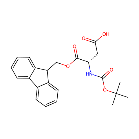 N-叔丁氧羰基-L-天冬氨酸 1-(9H-芴-9-基甲基)酯结构图