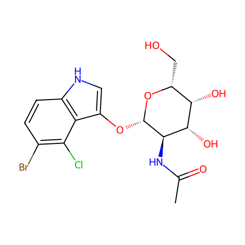 5-溴-4氯-3-吲哚N-乙酰-β-D-氨基半乳糖苷结构图