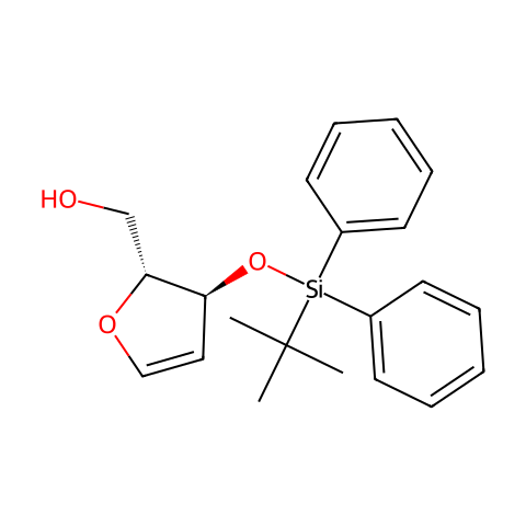 ((2R,3S)-3-(tert-butyldiphenylsilyloxy)-2,3-dihydrofuran-2-yl)methanol结构图