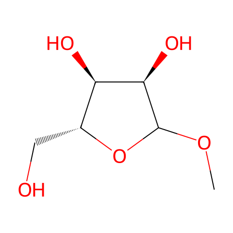 (2R,3S,4R)-2-(羟甲基)-5-甲氧基四氢呋喃-3,4-二醇(α,β混合物)结构图