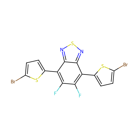 4,7-二(5-溴噻吩基-2-)-5,6-二氟-2,1,3-苯并噻二唑结构图