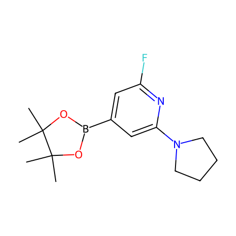 2-Fluoro-6-(pyrrolidin-1-yl)-4-(4,4,5,5-tetramethyl-1,3,2-dioxaborolan-2-yl)pyridine结构图
