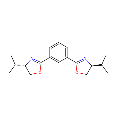 1,3-双((S)-4-异丙基-4,5-二氢恶唑-2-基)苯结构图