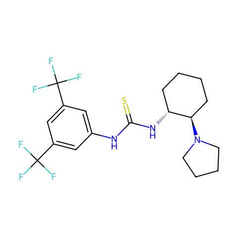 1-[3,5-双(三氟甲基)苯基]-3-[(1R,2R)-2-(吡咯烷-1-基)环己基]硫脲结构图