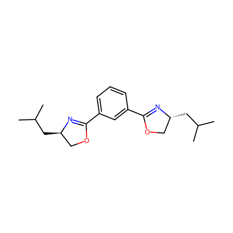 1,3-双((R)-4-异丁基-4,5-二氢恶唑-2-基)苯结构图