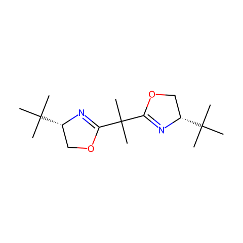 (S,S)-(-)-2,2'-异亚丙基双(4-叔丁基-2-恶唑啉)结构图