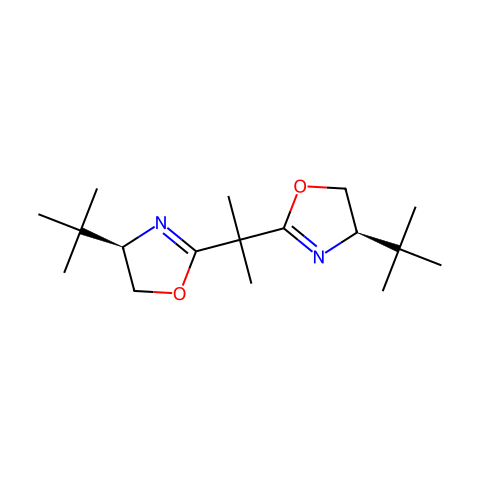 (R,R)-(+)-2,2'-异亚丙基双(4-叔丁基-2-恶唑啉)结构图