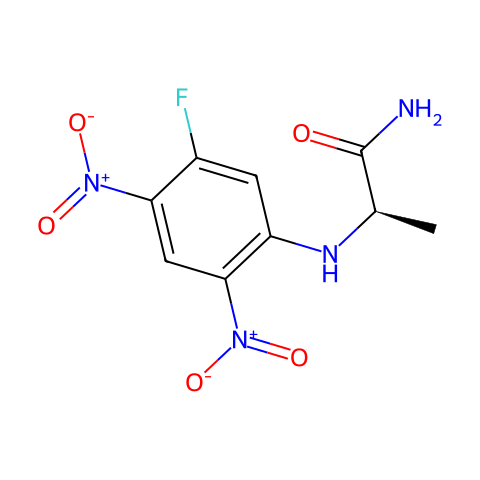 Nα-[2,4-二硝基-5-氟苯基]-D-丙氨酸酰胺结构图