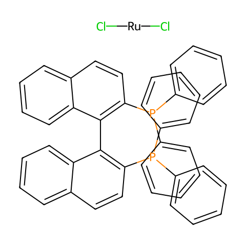 (R)-[2,2′-双(二苯基膦)-1,1′-联萘]二氯化钌结构图