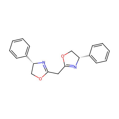 2,2′-亚甲基双[(4，s)-4-苯基-2-噁唑啉]结构图