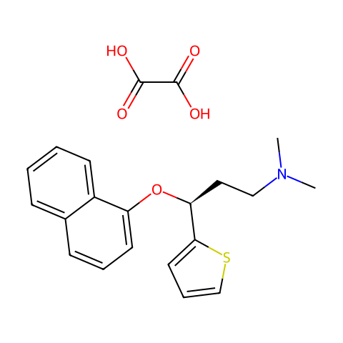 (S)-(+)-N,N-二甲基-3-(1-萘氧基)-3-(2-噻吩基)丙胺草酸盐结构图