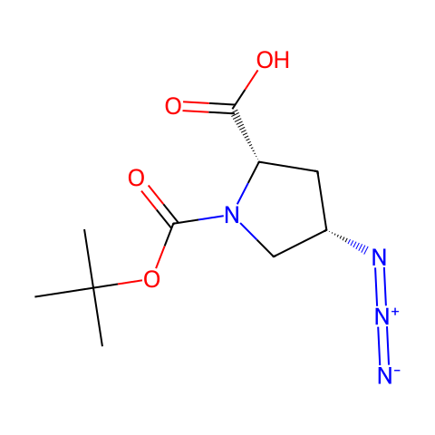 顺-4-叠氮基-N-叔丁氧羰基-L-脯氨酸结构图
