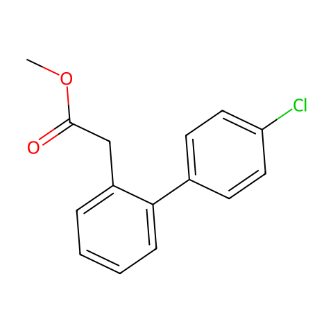 2-(4'-氯-[1,1'-联苯]-2-基)乙酸甲酯结构图