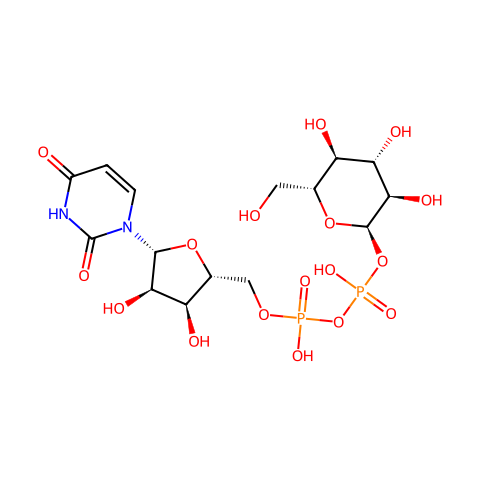 Uridine 5'-(trihydrogen diphosphate), mono-alpha-d-glucopyranosyl ester结构图