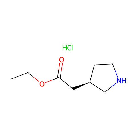 (R)-2-(吡咯烷-3-基)乙酸乙酯盐酸盐结构图