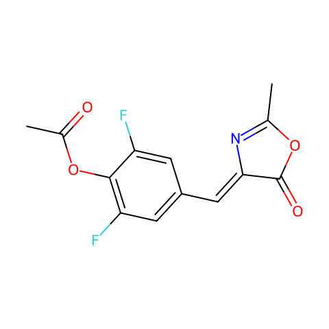 (Z)-2,6-二氟-4-((2-甲基-5-氧代恶唑-4(5H)-亚基)甲基)苯基 乙酸酯结构图