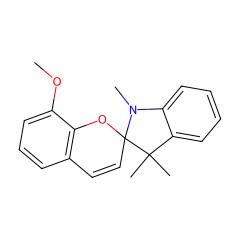 螺[1,3,3-三甲基吲哚-(8'-甲氧基苯并二氢吡喃)][光致变色化合物]结构图