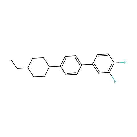 3,4-二氟-4'-(反-4-乙基环己基)联苯结构图