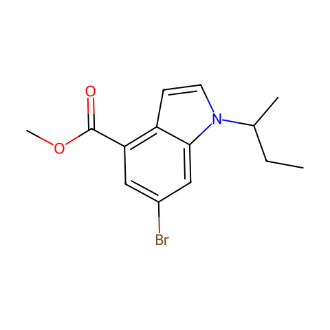 1H-Indole-4-carboxylic acid,6-bromo-1-(1-methylpropyl)-,methyl ester结构图