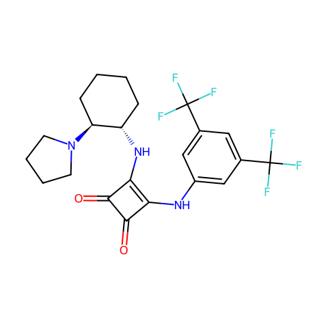 3-[[[3,5-双（三氟甲基）苯基]氨基]-4-[[（（1S，2S）-2-（1-吡咯烷基）环己基]氨基]-3-环丁烯-1,2-二酮结构图
