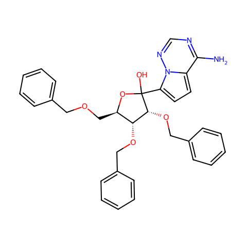 (3R,4R,5R)-2-(4-aminopyrrolo[2,1-f][1,2,4]triazin-7-yl)-3,4-dibenzyloxy-5-(benzyloxymethyl)tetrahydrofuran-2-ol结构图