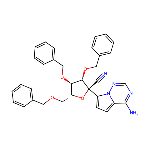 (2R,3R,4R,5R)-2-(4-aminopyrrolo[2,1-f][1,2,4]triazin-7-yl)-3,4-dibenzyloxy-5-(benzyloxymethyl)tetrahydrofuran-2-carbonitrile结构图