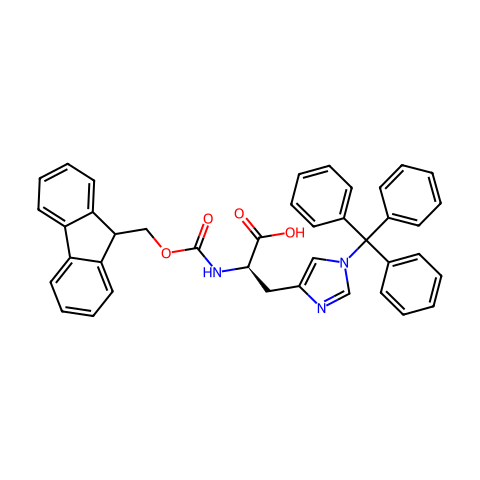 N-芴甲氧羰基-N'-三苯甲基-D-组氨酸结构图