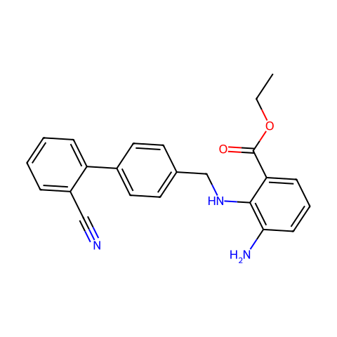 3-氨基-2-[(2'-氰基联苯-4-基)甲基]氨基苯甲酸乙酯结构图