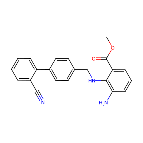 Methyl 3-amino-2-(((2'-cyano-[1,1'-biphenyl]-4-yl)methyl)amino)benzoate结构图