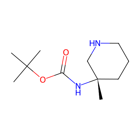 tert-butyl N-[(3S)-3-methylpiperidin-3-yl]carbamate结构图