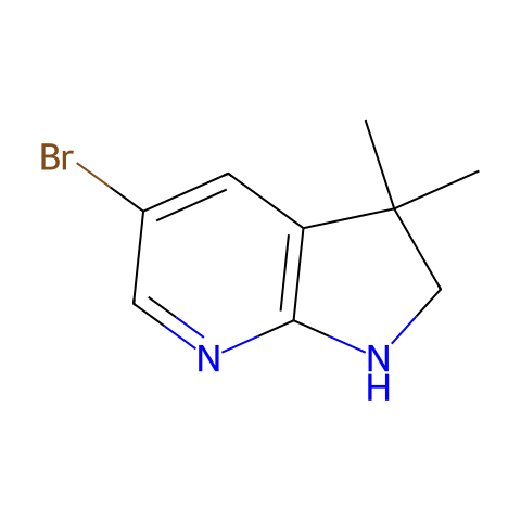 5-bromo-3,3-dimethyl-1H,2H,3H-pyrrolo[2,3-b]pyridine结构图
