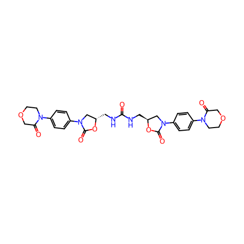 Urea, N,N'-bis[[(5S)-2-oxo-3-[4-(3-oxo-4-morpholinyl)phenyl]-5-oxazolidinyl]methyl]-结构图