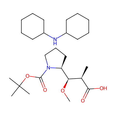 2-Pyrrolidinepropanoic acid, 1-[(1,1-dimethylethoxy)carbonyl]-β-methoxy-α-methyl-, (αR,βR,2S)-, compd. with N-cyclohexylcyclohex结构图