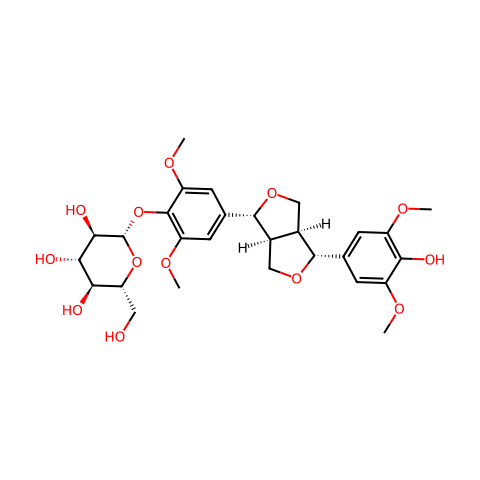 (-)-丁香树脂酚-4-O-β-D-葡萄糖苷结构图
