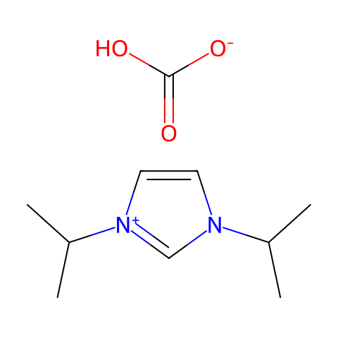 1,3-二异丙基咪唑鎓碳酸氢盐 (含有数量不等的1,3-二异丙基咪唑鎓-2-羧酸盐)结构图