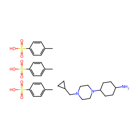 Cyclohexanamine, 4-[4-(cyclopropylmethyl)-1-piperazinyl]-, trans-, 4-methylbenzenesulfonate (1:3)结构图