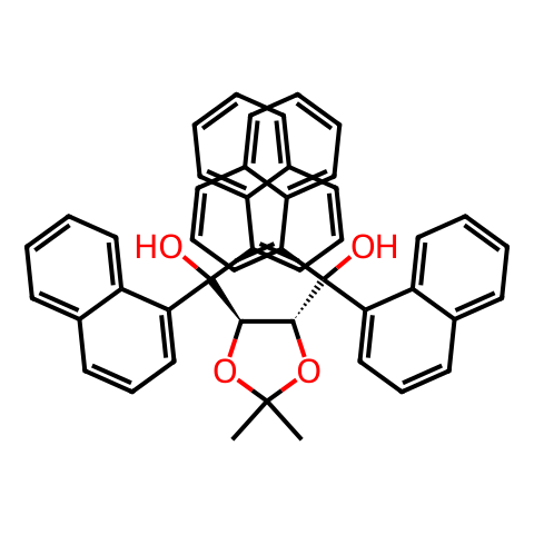 (4R,5R)-2,2-二甲基-α,α,α',α'-四(1-萘基)-1,3-二噁烷-4,5-二甲醇结构图