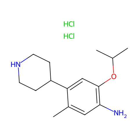 5-甲基-2-(1-甲基乙氧基)-4-(4-哌啶)-苯胺二盐酸盐结构图