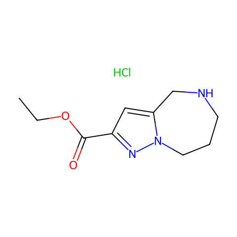 ethyl 5,6,7,8-tetrahydro-4H-pyrazolo[1,5-a][1,4]diazepine-2-carboxylate;hydrochloride结构图