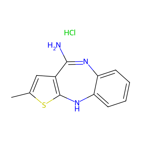 4-氨基-2-甲基-10H-噻吩[2,3-b][1,5]苯并二氮杂卓盐酸盐结构图