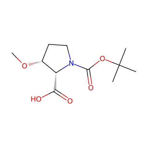 (2S,3R)-1-[(tert-butoxy)carbonyl]-3-methoxypyrrolidine-2-carboxylic acid结构图