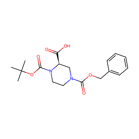 (R)-N-1-Boc-N-4-Cbz-2-哌嗪甲酸结构图
