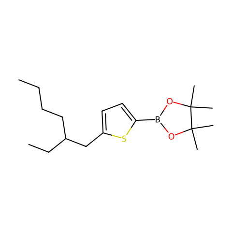 2-[5-(2-乙基己基)-2-噻吩基]-4,4,5,5-四甲基-1,3,2-二氧杂环戊硼烷结构图