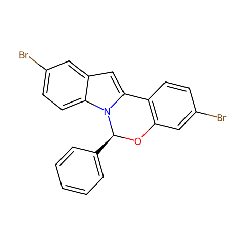6H-Indolo[1,2-c][1,3]benzoxazine, 3,10-dibromo-6-phenyl-, (6S)-结构图