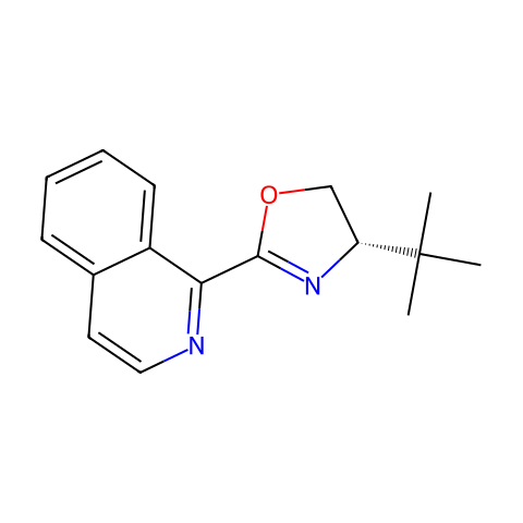1-​[(4S)​-​4-​叔丁基-​4,​5-​二氢-​2-恶唑基]​异喹啉结构图