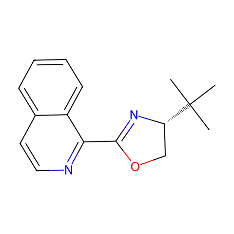 1-[（4R）-4-叔丁基-4,5-二氢-2-恶唑基]异喹啉结构图