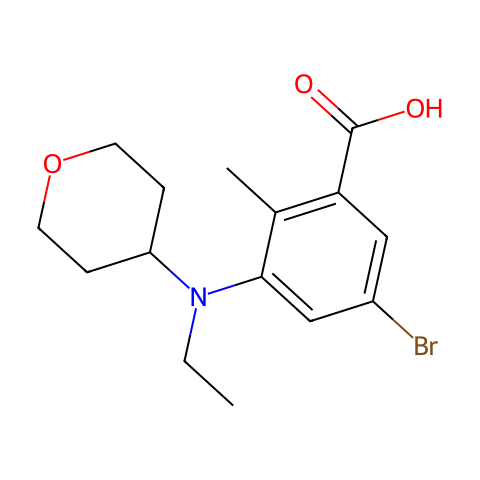 Benzoic acid, 5-bromo-3-[ethyl(tetrahydro-2H-pyran-4-yl)amino]-2-methyl-结构图