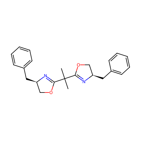 (+)-2,2′-异亚丙基双[(4R)-4-苄基-2-噁唑啉]结构图